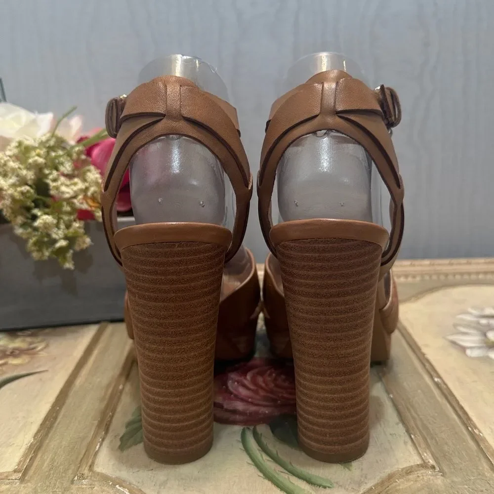 French Connection Gilda Safari Sand Platform Sandals Neutral Sz 8